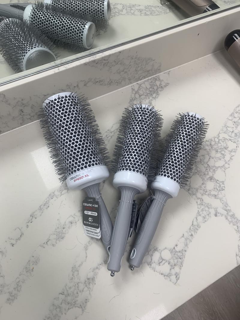 Olivia Garden Extra-Long Barrel Ceramic + Ion Hair Brush - Professional Quality Round Brush