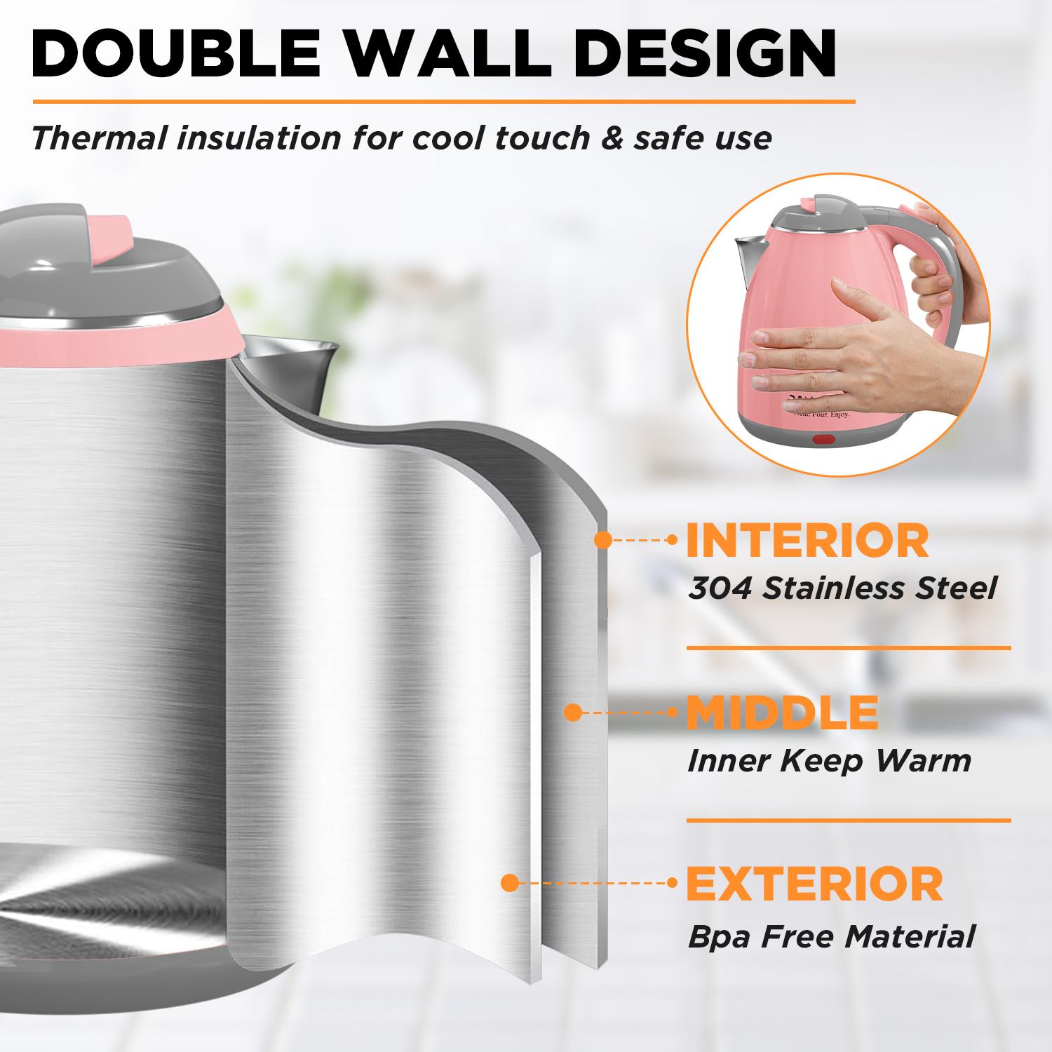 PANCERKA Electric Kettle 1.8L 1000W, BPA-Free Auto Shut-Off Tea Kettle & Electric Tea Pot, Fast Heating Anti-Scald Design for Coffee, Tea, Hot Water