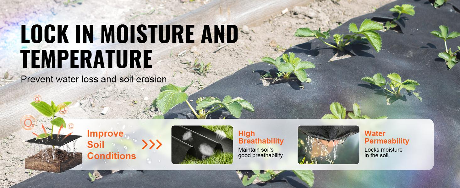 VEVOR Driveway Fabric, TikTokShopBlackFriday, Non-Woven Geotextile Fabric Heavy Duty  High Strength Material with Strong Tear and Corrosion Resistance, Ground Cover Weed Control Fabric, Weed Barrier Fabric, Landscape Fabric