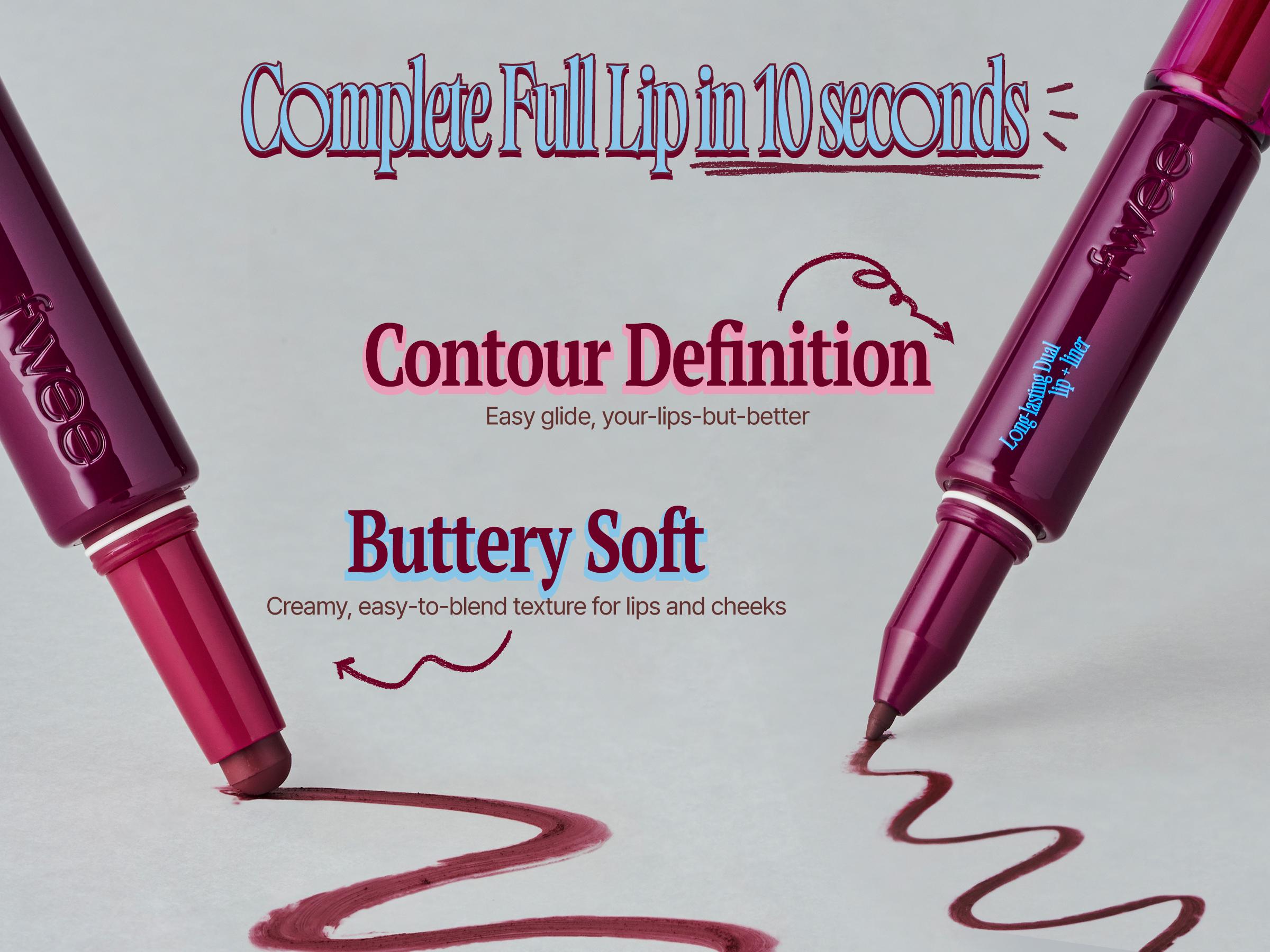 fwee LONG-LASTING DUAL COLORING STICK LIP + LINER | Lip Stick + Lip Liner | 1.2g