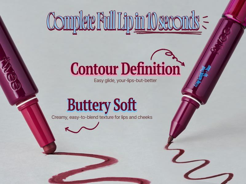 fwee LONG-LASTING DUAL COLORING STICK LIP + LINER | Lip Stick + Lip Liner | 1.2g