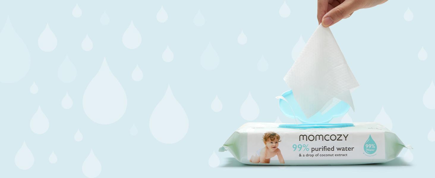 Momcozy  Baby Wipes-Extra Large Size Design, Unscented & Hypoallergenic, Cleansing & Moisturizing Baby Wipes for Sensitive Skin-B