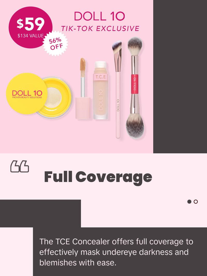Cover & Blur Bundle - TCE Concealer and Brush, Talc-Free Yellow Powder and Brush Makeup Kit Set