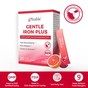 Gynable Gentle Iron Plus Supplement for Women & Men 27mg Lipofer Microencapsulated Iron Vitamin C B6 B12 Folic Acid Beet Root Non GMO Gluten Free,Slow Release Iron for High Absorption,Anemia&Blood Health,Tongue-Dissolving Powder Without Water 20 Packs