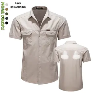 Durable Short Sleeve Workwear Button Down Shirt with Reinforced Pocket Ideal for Outdoor Activities and Everyday Casual Wear