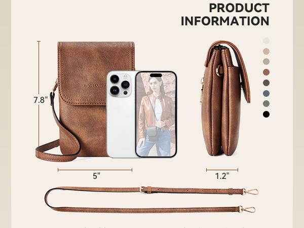 BOSTANTEN Cell Phone Purse Small Crossbody Bags for Women Leather Handbags Phone Wallet with Card Slots Adjustable Strap