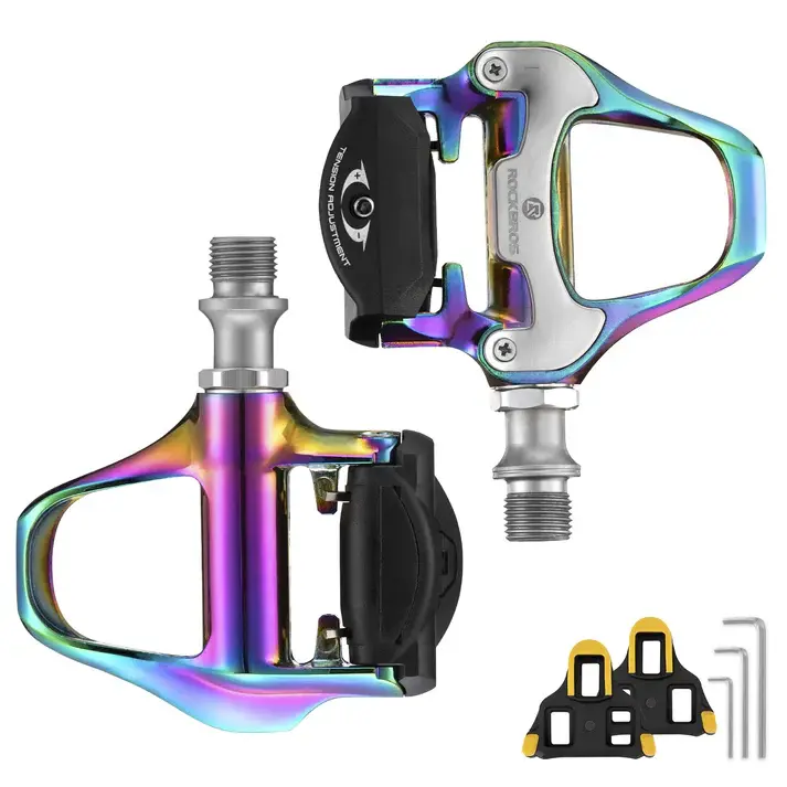 ROCKBROS Road Bike Pedals Lightweight Clipless Bicycle Pedals with Cleats Set Compatible with SPD-SL System, Clipless Pedals Components & Parts, Pedal Set Components & Parts