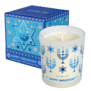 ‎ROMIIE ZOI Hanukkah Jar Candle - 6oz Soy Wax Candle - Infused with Sandalwood & Bergamot Aroma - for for Jews Holiday Gifts