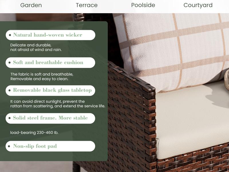 Amopatio 4 Pieces Patio Furniture Set, Outdoor Grey Rattan Wicker Conversation Sets Sectional Sofa with Cushions for Balcony Porch Garden