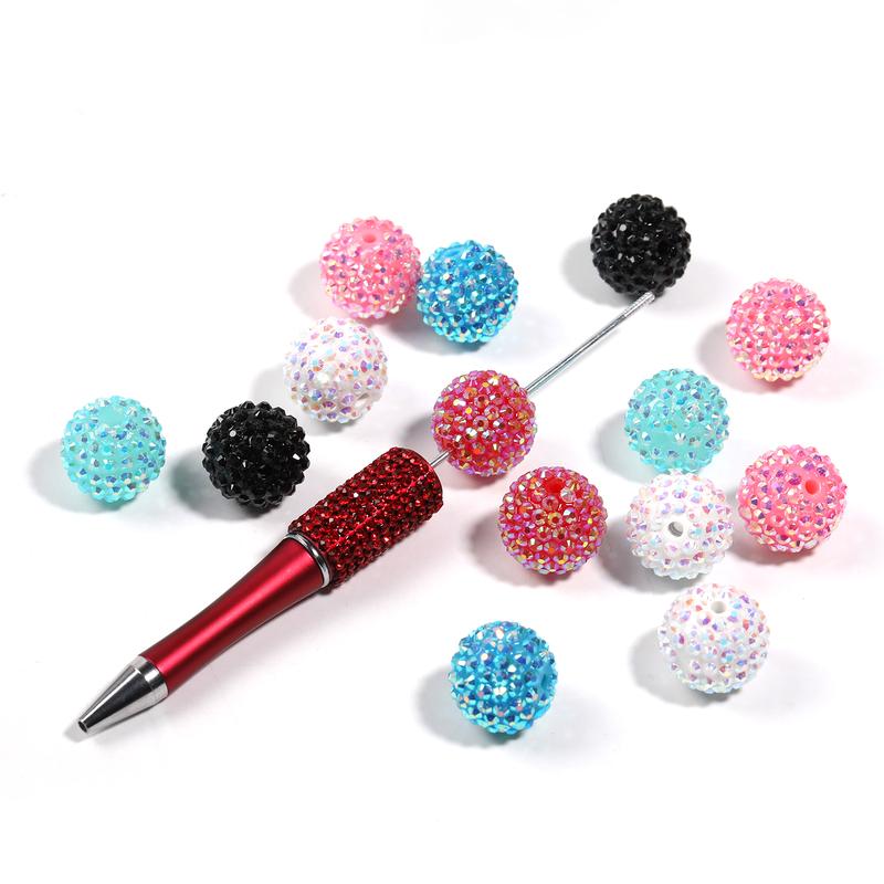 【B129】Colorful Rhinestone Beads Round Spacer Beads for Jewelry Bracelet Necklace Pen Bag