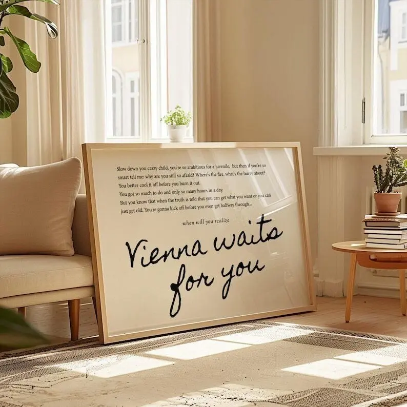 Vienna Lyrics Poster, Billy Joel Song Art, Large Landscape Wall