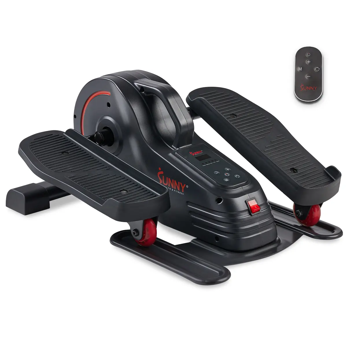 Sunny Health & Fitness Smart Mini Motorized Elliptical for Home & Office, Gym Workout Fitness, Under Desk Portable Pedal Exerciser, Auto Power-Assisted, 18 Adjustable Speeds, Sit & Pedal, Low-Impact Cardio, Mobility Rehabilitation & Physical Therapy