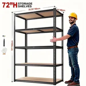 72 Inch Heavy-duty Metal Storage Rack, With A Load-bearing Capacity Of 2000 Pounds Per Layer, Adjustable Height, Easy Assembly For Independent Garage, Warehouse, Home, And Office Shelves - Industrial Style Sorting Rack, Utility Shelves