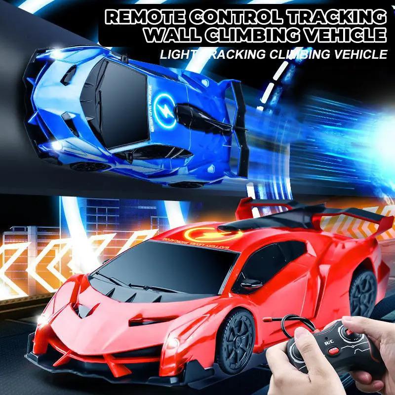 New Wall Climbing Remote Control Car Expert Level Gravity Defying RC Car Christmas Gift for Boys Rechargeable Alloy Cyber-Truck Transformable Mini Forklift Toy Dual-Tire Drift High-Speed LED Off-Road All Terrain 2.4GHz Monster