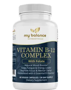 My Balance Nutrisentials Vitamin B-12 Complex with Choline & Inositol - 60 Veggie Capsules for Energy, Focus & Daily Wellness
