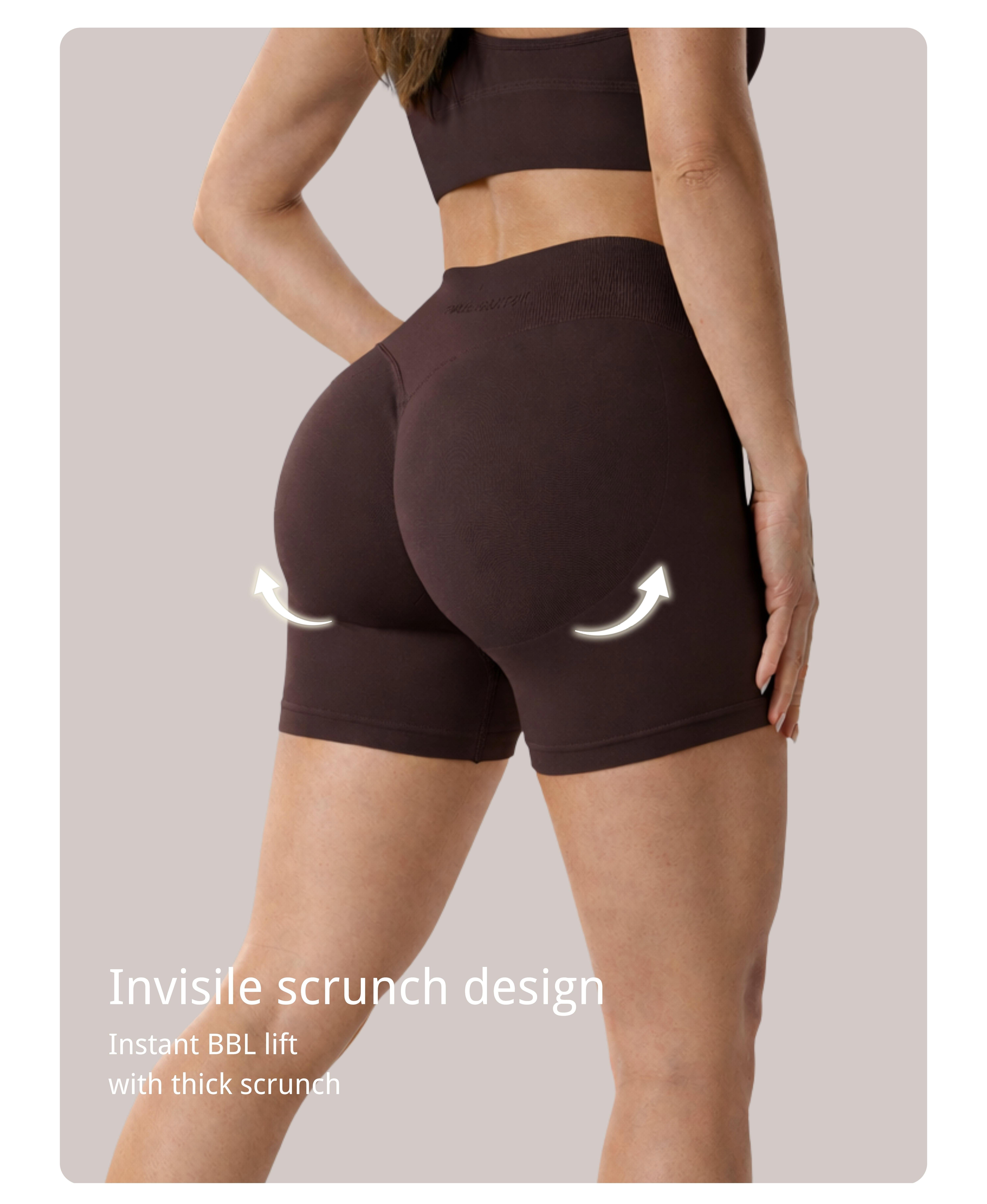 Coral Canton 2pcs Sports Shorts High Waistband Butt Lifting