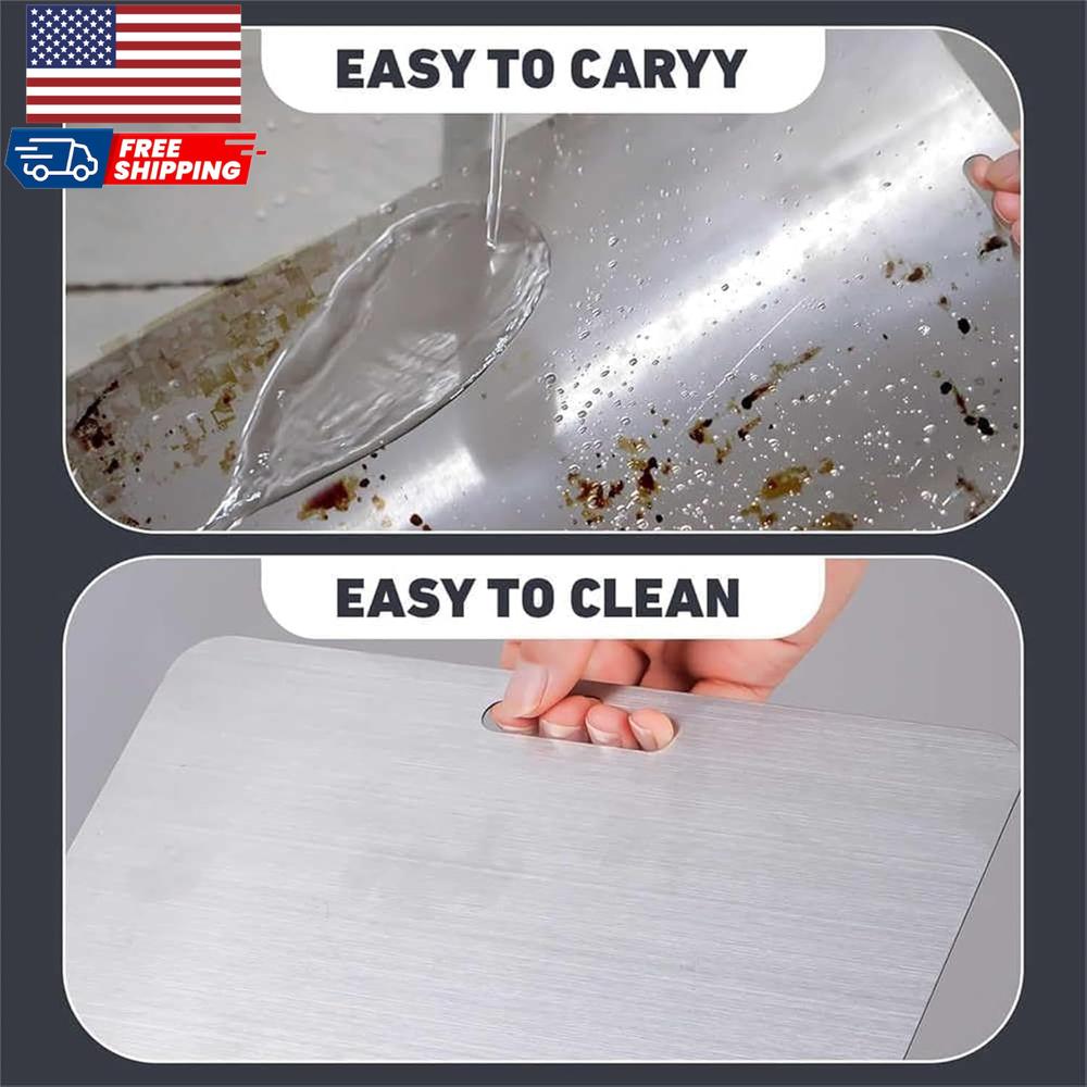 3-Piece Premium Stainless Steel Cutting Board Set – Non-Porous, Hygienic & Dishwasher Safe – Ideal for Meat, Vegetables & Daily Kitchen Prep (Made in USA)