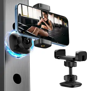 Gym Magnetic Gym Phone Holder for Magsafe, 360 Adjustable, Gym Accessories Dual Magnetic Phone Holder for Gym, Alloy Base and Joint, Compatible with Magsafe iPhone 16/15/14/13/12 Series, Fitness Accessory