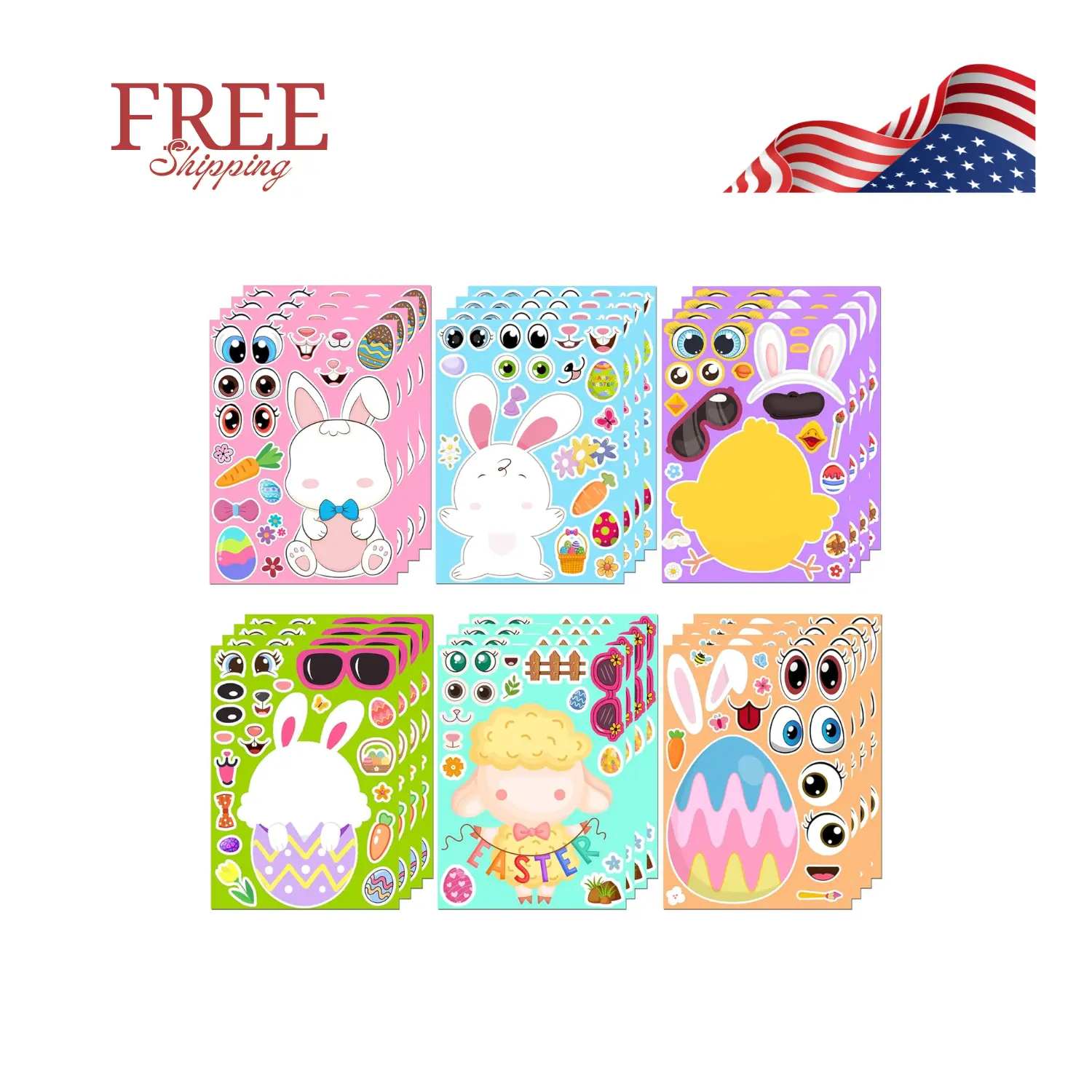 Easter Stickers - DIY Happy Easter Egg Bunny