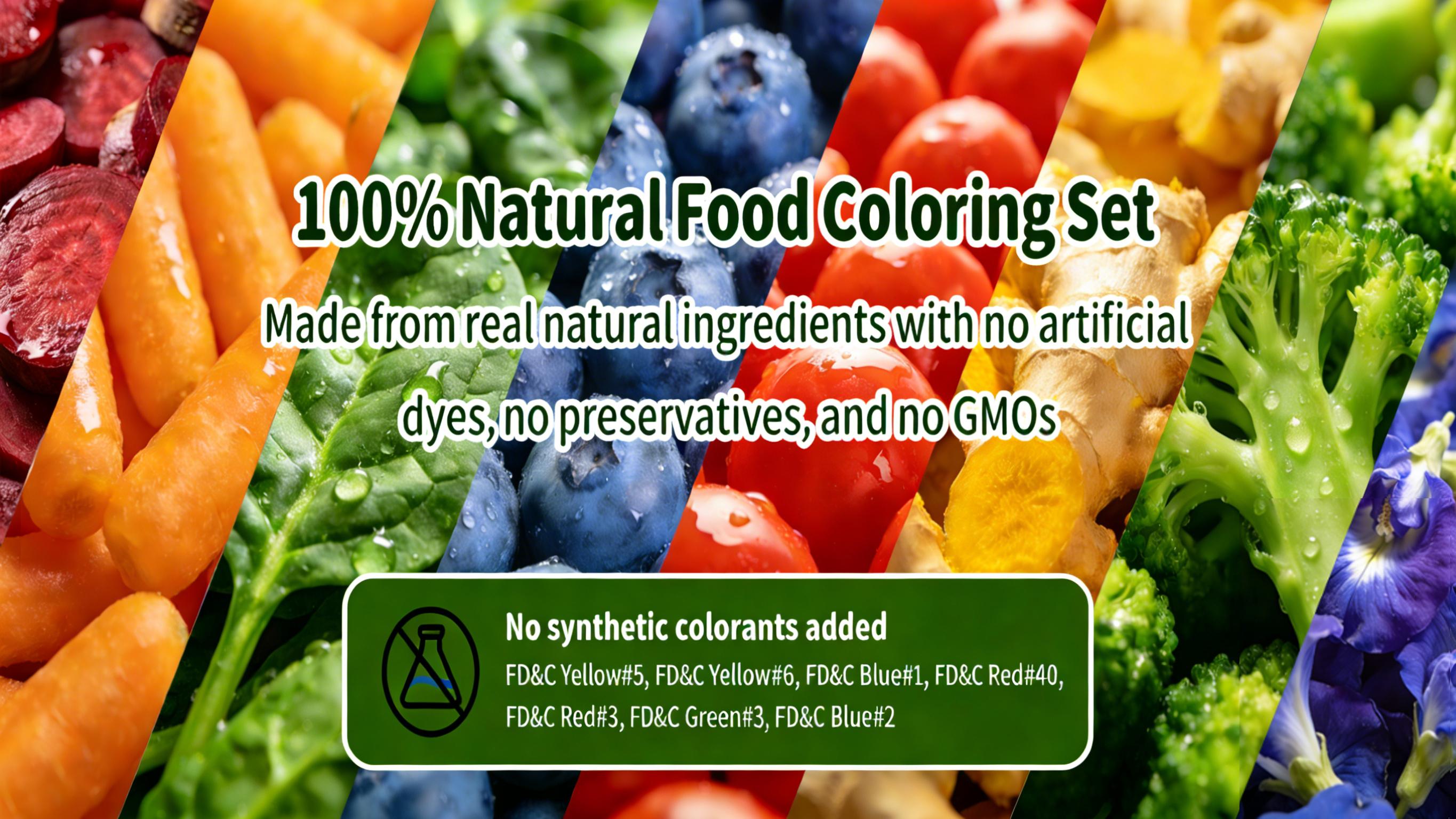 6 Natural Food Coloring Powder 3g/Bottle – 100%Plant-Based Professional Water Soluble Pigment for Cake Coloring, Drinks, Macarons & Baking – Vibrant Matte Finish, Vegan & Food Grade Nata