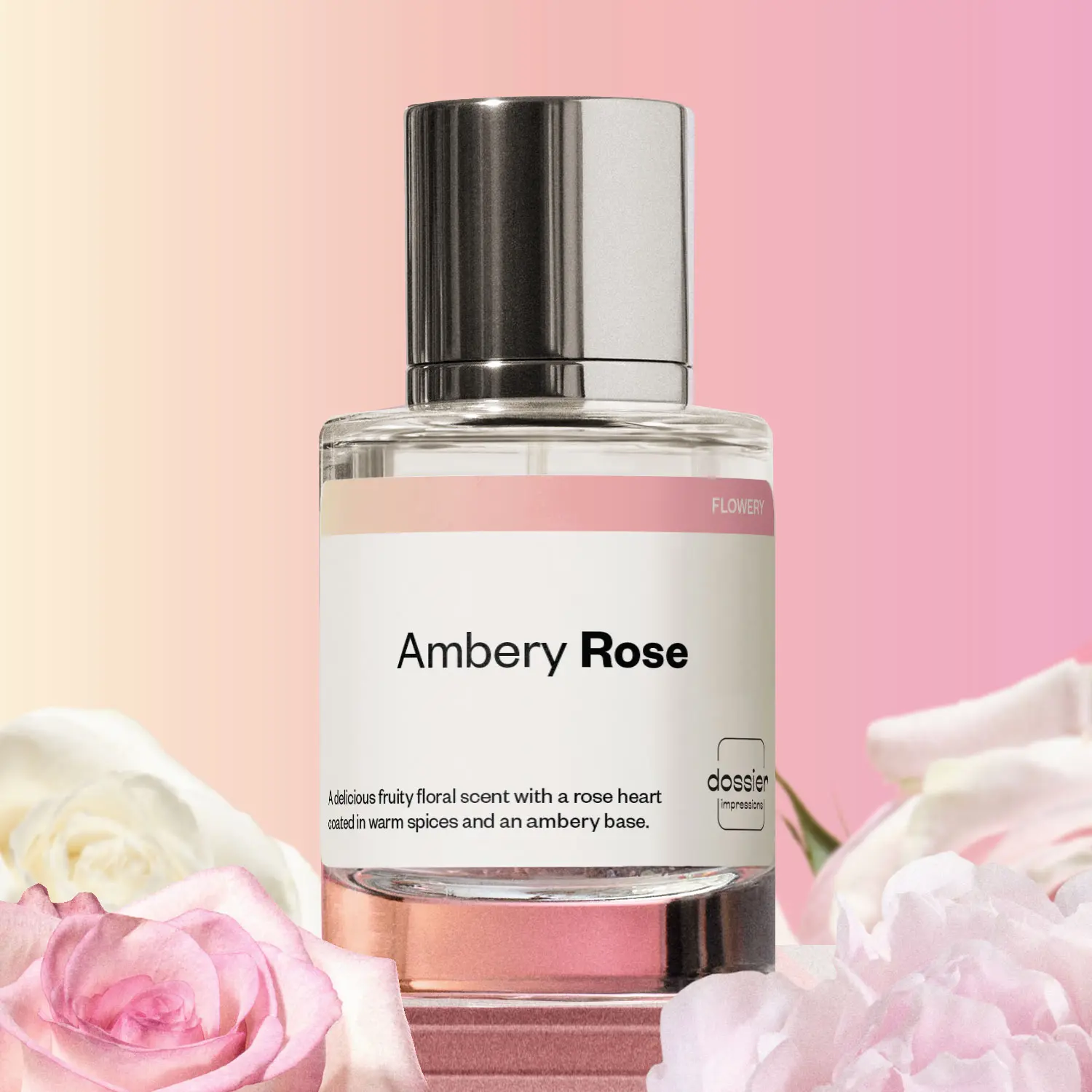 Ambery Rose, Dossier, Women Perfume, 50ml, Eau de Parfum, Lychee, Rose, Saffron, Vetiver, Cedarwood, Musks