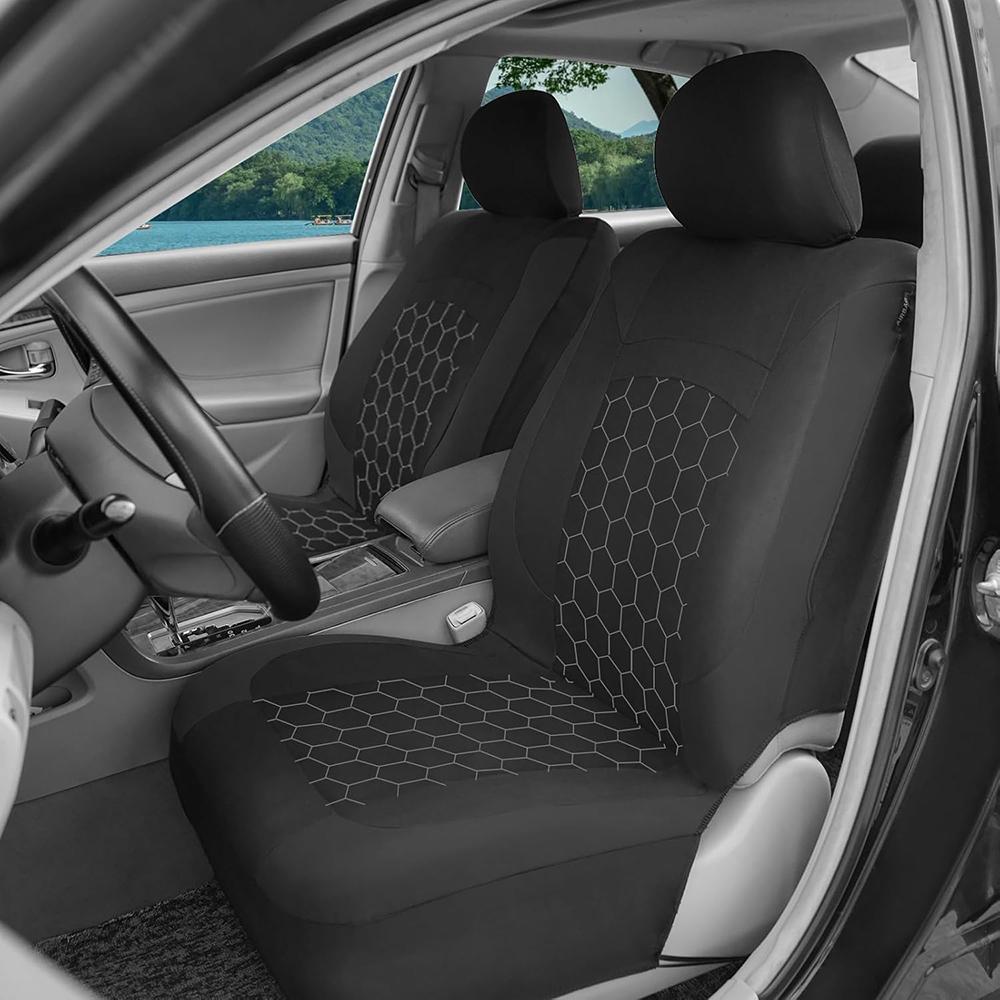 9PCS Car Seat Covers Full Set, Front and Rear Split Bench Seat Covers for Cars, Cushion Mat Pad Universal for Auto Car Vehicle SUV Sedan, Breathable Cloth Non-Slip Vehicle Interior Decoration Accessories