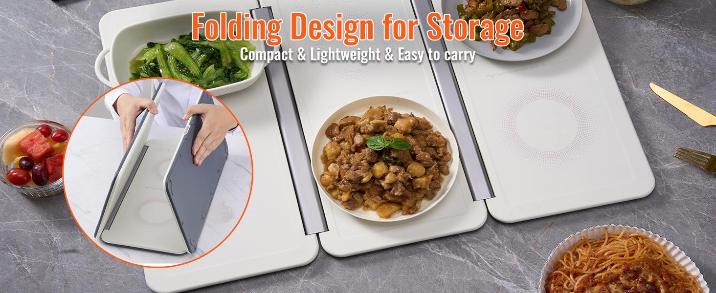 VEVOR Electric Warming Tray, 18.9" x 10.2" Portable Cold Rolled Sheet Heating Tray with Temperature Control (35-100℃), Perfect for Catering, House, Parties, Events, Entertaining and Holiday, White