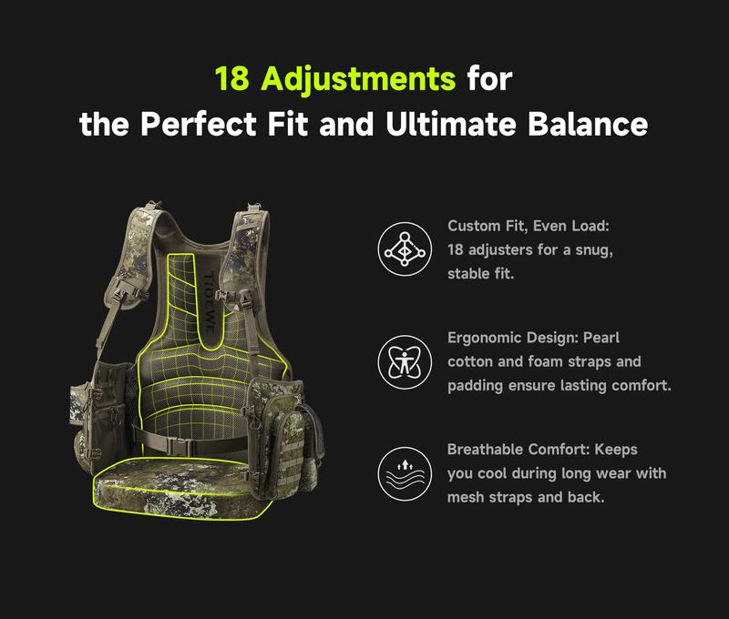 【Early Bird Deal】TideWe StrutBack Turkey Camo Vest with Kickstand Adjustable