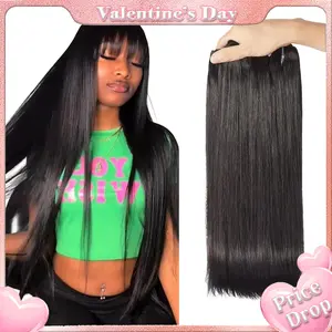 [Wequeen] Work-Ready Sleek 30 Inch Straight Hair Bundles 10A Grade Brazilian 12-36 Inch 100% Human Hair Natural Color Quick Weave Sew in/Glue in Valentine Gifts