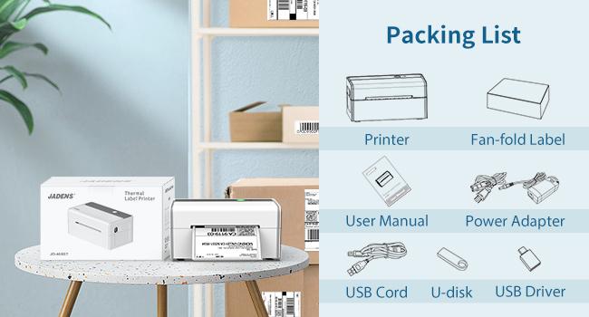 JADENS Bluetooth Label Printer Thermal Shipping Printer Wireless Printer for Small Business & Package, USPS, UPS, Compatible with Phone, iPad, PC