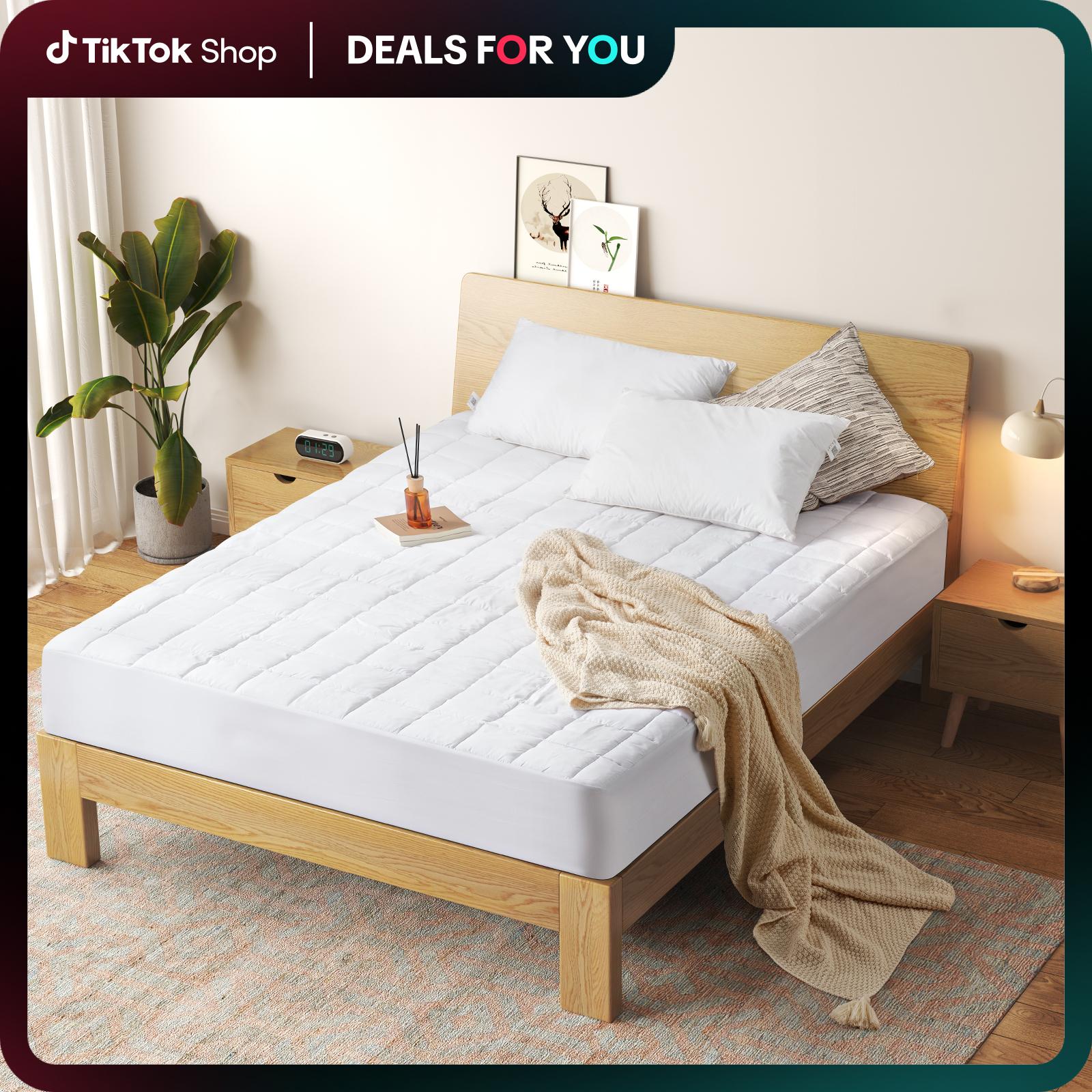 VIZIM Quilted Waterproof Mattress Protector, Fitted Mattress Pad Topper with 16 Inch Deep Pocket, Twin Full Queen King Size, Anti-Dust Mite & Breathable Bedding Cover, Machine Washable VIZIM Quilted Waterproof Mattress Protector, Fitted Mattress Pad Topper with 16 Inch Deep Pocket, Twin Full Queen King Size, Anti-Dust Mite & Breathable Bedding Cover, Machine Washable