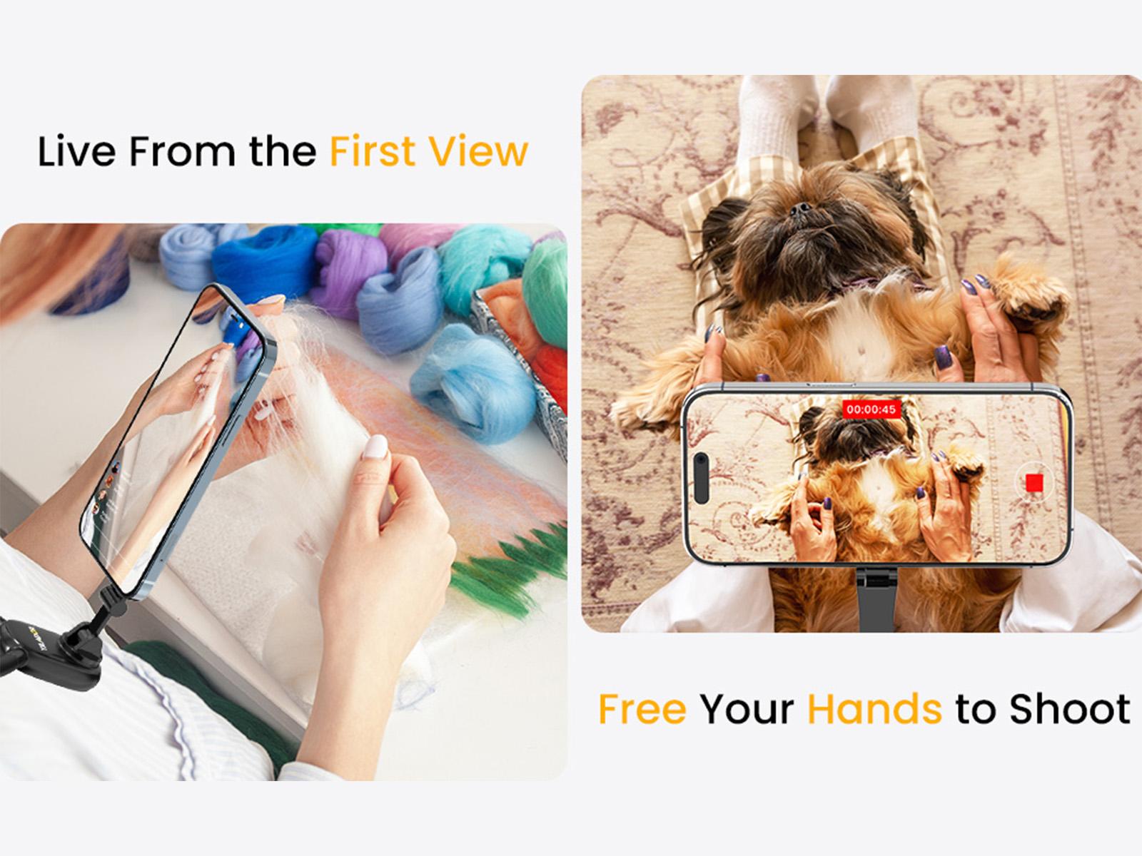 Magnetic Neck Mount for Phones,Hands-Free POV/Vlog Holder, Chest Strap for iPhone 16 15 14 13, Android, and Smartphone,Neck magnet Phone Holder Stand for 360° Adjustable Cellphone Silicone neck tripod