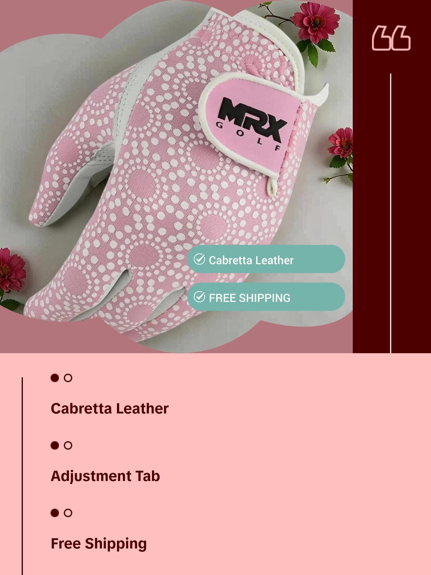 New Women Golf Gloves Cabretta Leather Pink