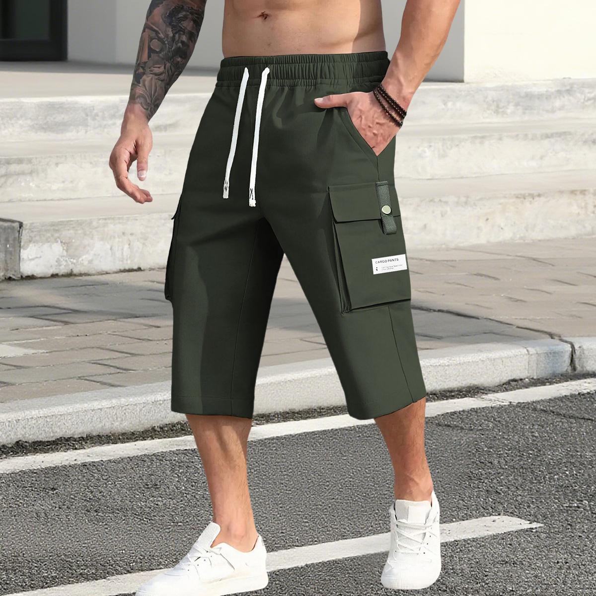 Men's Tooling Shorts - Loose Version, Casual Cropped Pants with Multiple Utility Pockets - Non-Stretch Fabric for Daily, Office, Outdoor Activities - Casual Dress - Easy Care Design, Sturdy Structure, Functional Pockets, Perfect for Everyday Wear