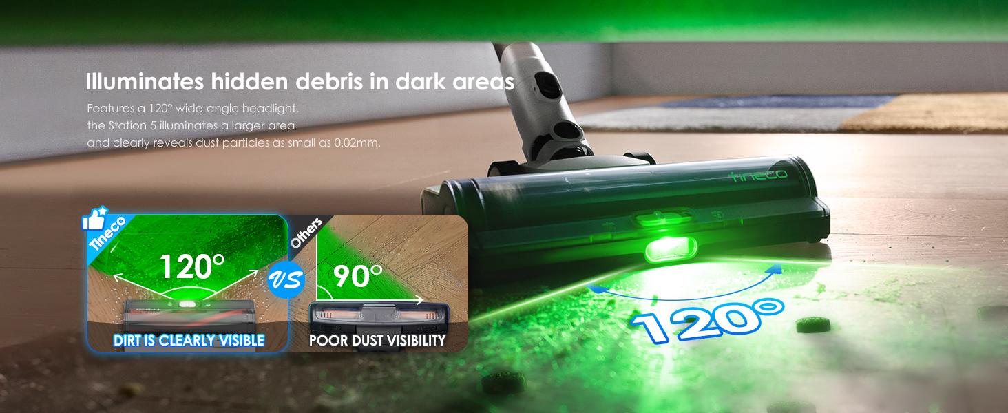 Tineco PURE ONE Station 5 Cordless Smart Vacuum with 2.5L Auto Dust Base Full-Path Self-Cleaning 175W Suction ZeroTangle Tech iLoop Smart Sensor for Hard Floor & Carpet