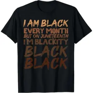 Black Cotton TShirt Celebrating Juneteenth and Black Heritage for Men Women and Kids