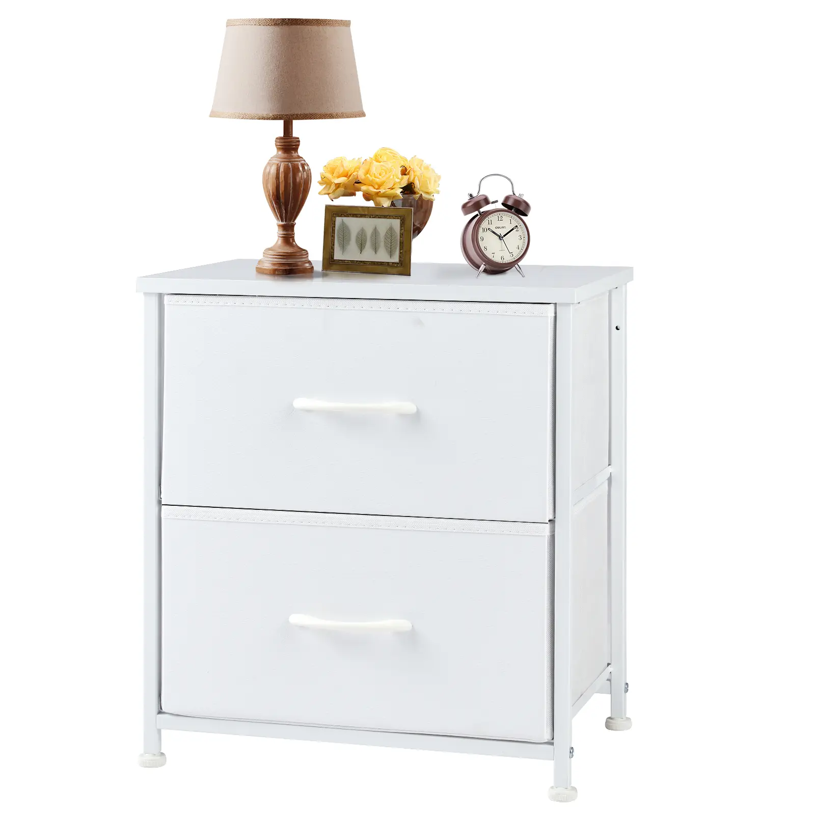 【New Color】Nightstand with 2 Fabric Drawers, Dresser, End Table, Bedside Table, for Bedroom, Living Room, Entryway