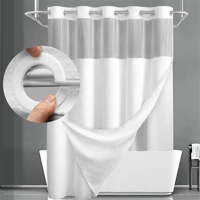 Waffle-Pattern Waterproof Shower Curtain - Easy Installation with Shower Curtain Rod Compatibility, Home Decor Bathroom Accessory for Home & Hotel #TOP PICKS