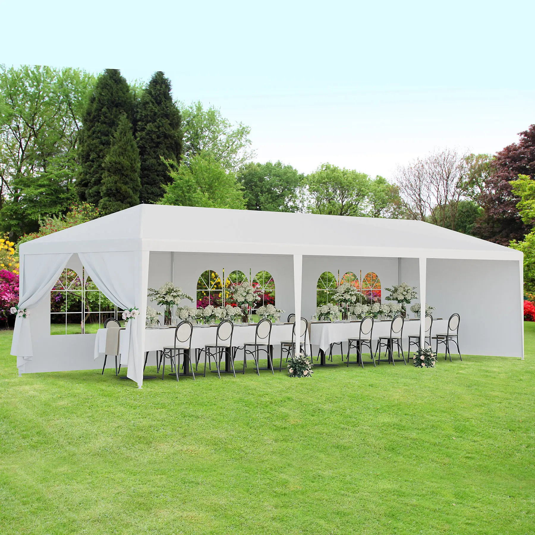 Waterproof Outdoor Canopy Shelter - White Steel Frame Canopy Tent (10'x10', 20', 30') with Windows & Walls, Manual, for Parties, Weddings (Sports & Outdoor Camping Accessory), Party, 10X20 Canopy Tent,back to school,back to school haul