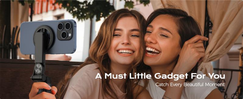 2026 4-in-1 Multifunctional Magnetic mini Selfie Stick with 360° Rotation Compact Stylish Wireless Bluetooth Control Magnetic Phone Holder for Selfies Video Recording Vlogging Compatible with Most Phones - Stabilizer Camera,Maxinum extend to 14.96 inches