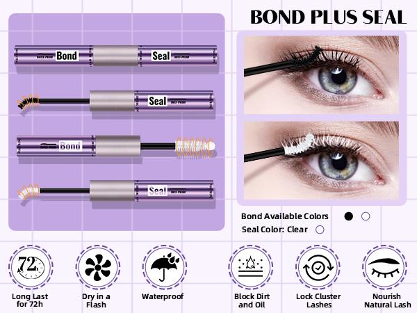 B&Q Waterproof Bond & Seal Long Lasting Hold 48-72 Hours Waterproof Cluster Lash Glue Wand Bond and Seal Makeup #BlackFriday