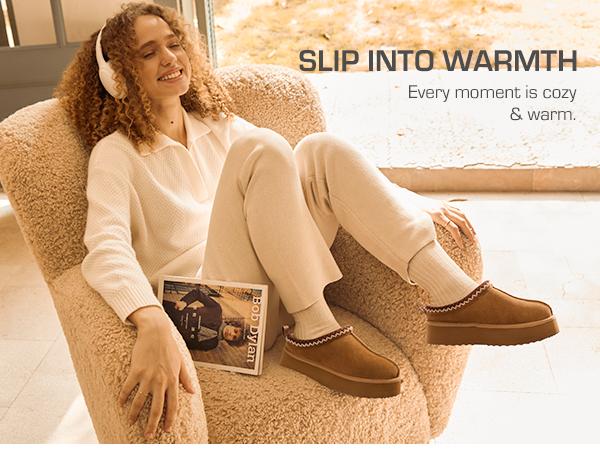 Dream Pairs FuzzyEasy Platform Slip-On Slippers – Genuine Suede, Fluffy Faux-Fur, Indoor/Outdoor Cushion