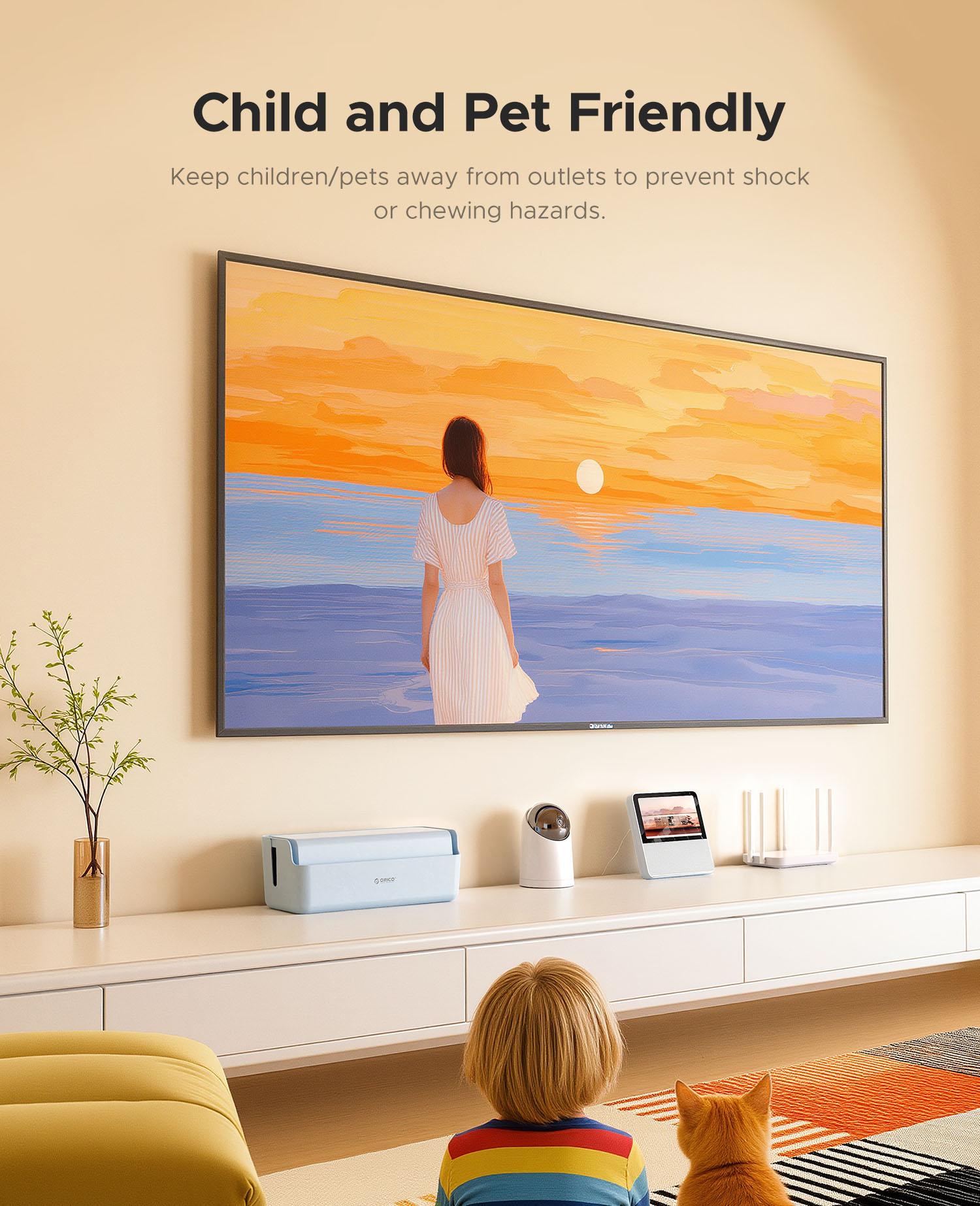 ORICO PowerBox Cable Organizer Box – Minimalist Desktop Cable Management, Safe Power Strip Storage for Home & Office - PB01