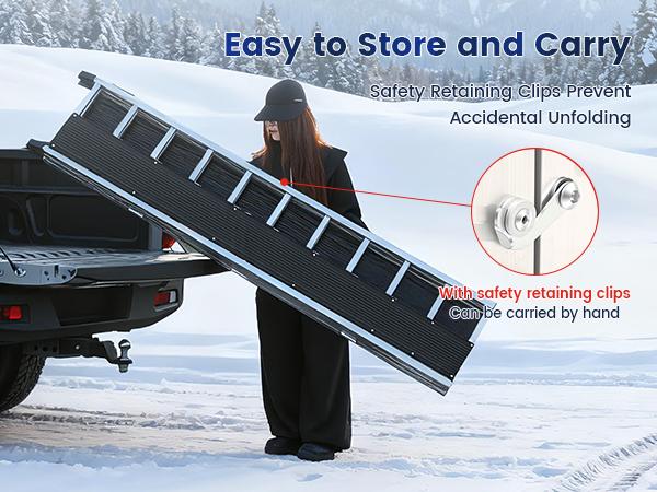Aluminum Loading Ramp 77" x 54" Ultra-Wide, 1800LBS Capacity, Aluminum Tri-Fold Ramps with Ski Guides for Motorcycle/Dirt Bike/Trailer/ATV/UTV/Garden Tractor/Lawn Mower