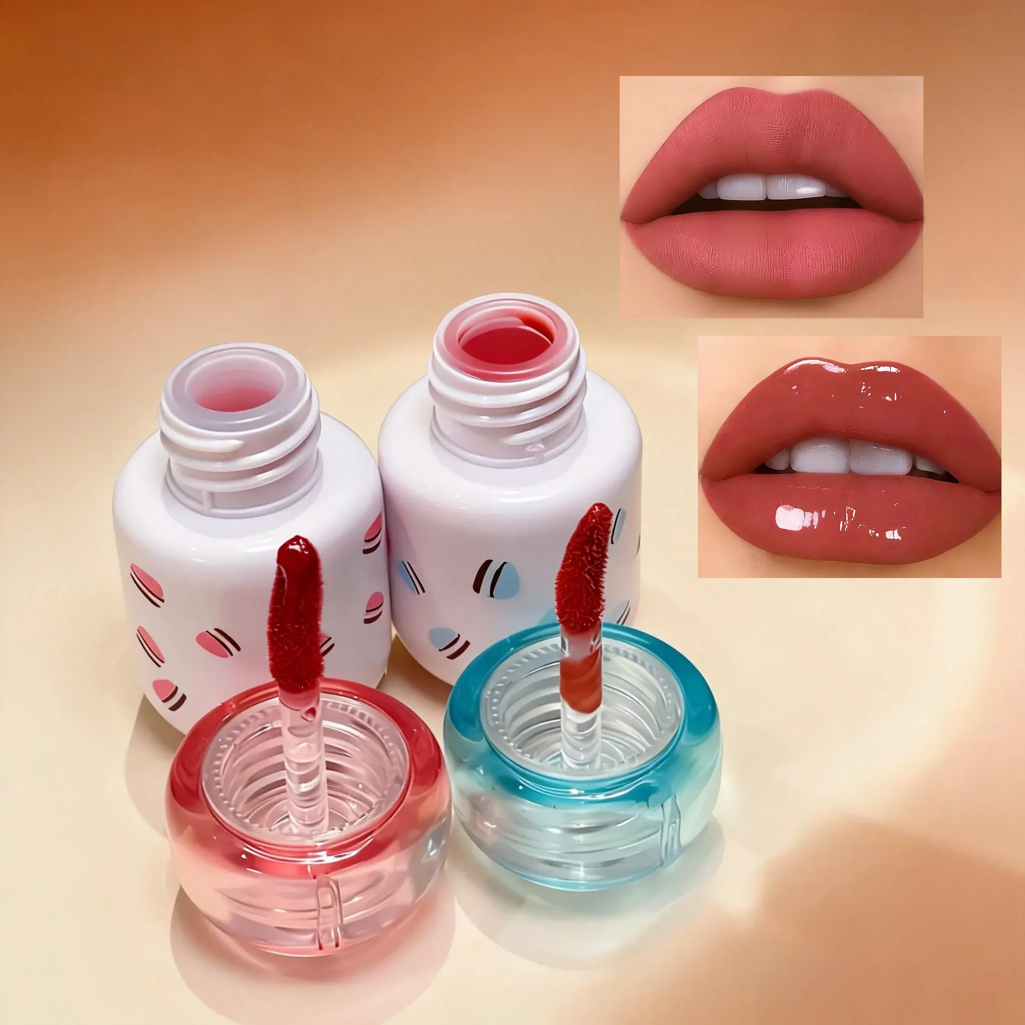 Vegan & Paraben-Free 2Pcs Matte Liquid Lipstick + Mirror Lip Gloss Duo Set, Longwear Smudge-Proof Velvet Matte, Plumping and Hydrating Non-Sticky Gloss, High-Impact Color, All-Day Wear, All Skin Types Lip Makeup Collection