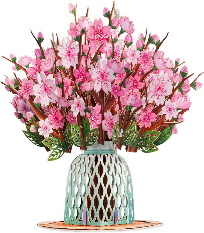 Paper Love Flower Bouquet Pop-Up Card, 3D Pop-Up Card with Keepsake Mother's Day Gift, Romantic Valentines Gifts and Flowers 2-in-1 Idea for Valentine, Birthday, Wedding, Anniversary, Wife Husband, Mom, Women, Him Her, Girlfriend Boyfriend