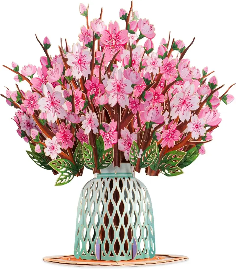 Paper Love Flower Bouquet Pop-Up Card, 3D Pop-Up Card with Keepsake Mother's Day Gift, Romantic Valentines Gifts and Flowers 2-in-1 Idea for Valentine, Birthday, Wedding, Anniversary, Wife Husband, Mom, Women, Him Her, Girlfriend Boyfriend