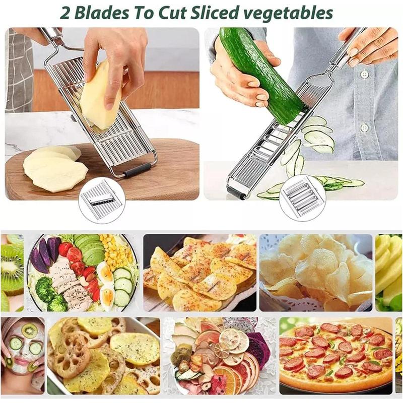 Stainless Steel 4 in 1 Multi-Purpose Vegetable Slicer,with 4 Adjustable Blades for Various Vegetables,An excellent gift choice for Christmas and New Year. Stainless Steel 4 in 1 Multi-Purpose Vegetable Slicer,with 4 Adjustable Blades for Various Vegetables,An excellent gift choice for Christmas and New Year.