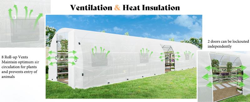 AMERLIFE Tunnel Greenhouse for Outdoors, Heavy Duty Greenhouse kit with Galvanized Steel Frame, Upgraded Swing Door & Premium PE Cover AMERLIFE Tunnel Greenhouse for Outdoors, Heavy Duty Greenhouse kit with Galvanized Steel Frame, Upgraded Swing Door & Premium PE Cover