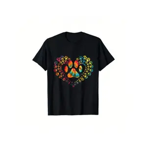 Tie Dye Love Dog Paw Print Heart Animal Lover T-Shirt Summer Streetwear Top Tshirt